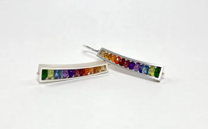 ASHKA DYMEL Earrings Rainbow Wedge Earrings Yellow to Green