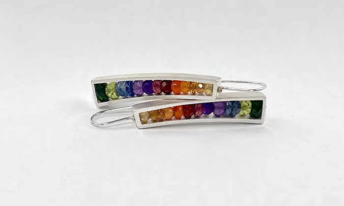 ASHKA DYMEL Earrings Rainbow Wedge Earrings Yellow to Green
