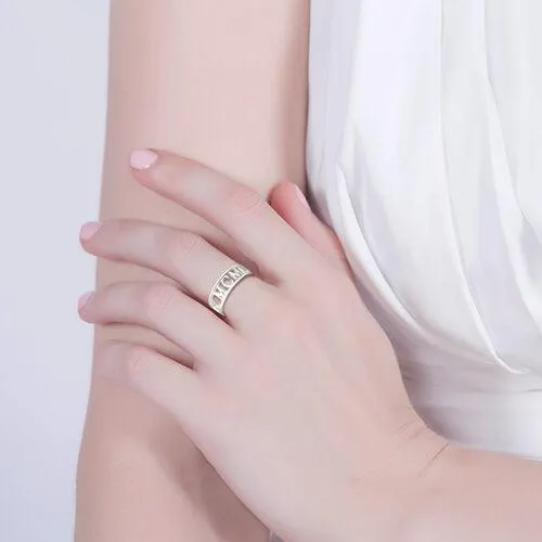Belbren Rings Custom Sterling Silver Roman Numerals CutOut Date Ring Personalized Jewelry for Special Dates