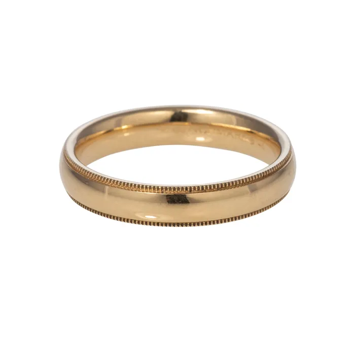 Benchmark Rings 14K Yellow Gold Regular Comfort Fit Wedding Band 4mm Milgrain