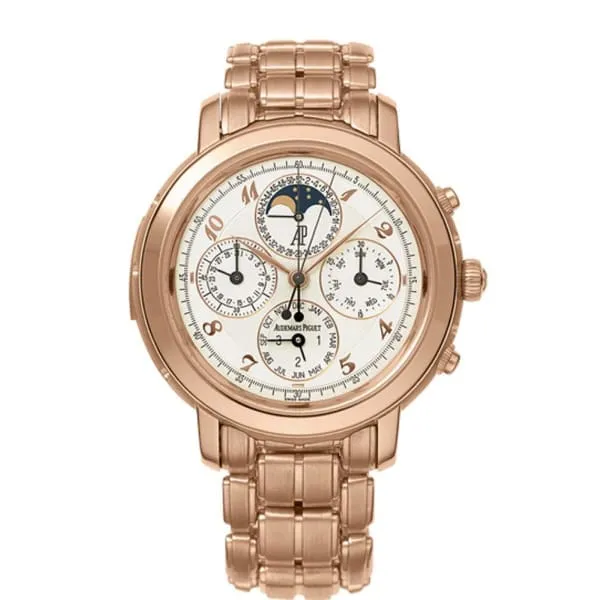 Bracelets Audemars Piguet Audemars Piguet Jules Audemars Grande Complication 42mm Mens Watch Ref 25984OROO1138OR01 White Chronograph Moonphase Dial 18K Rose Gold Bracelet Bracelets Audemars Piguet Audemars Piguet Jules Audemars Grande Complication 42mm Mens Watch Ref 25984OROO1138OR01 White Chronograph Moonphase Dial 18K Rose Gold Bracelet