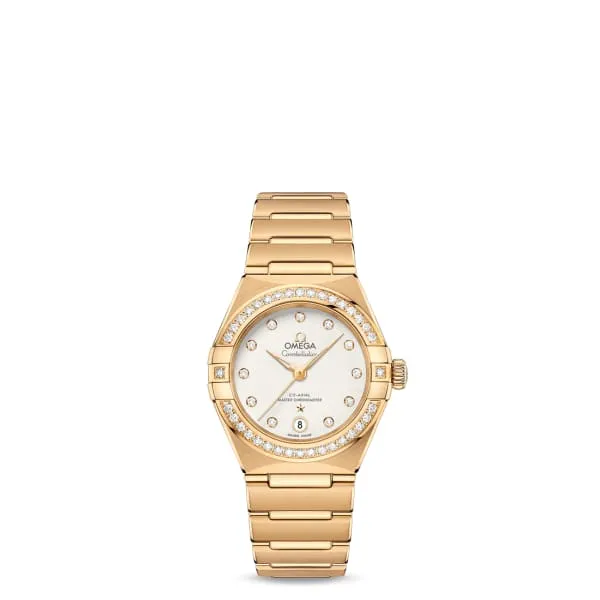 Bracelets Omega Omega Constellation 29mm Watch Ref 13155292052002 Silver Diamond Index Dial Diamond Bezel 18K Yellow Gold Bracelet Bracelets Omega Omega Constellation 29mm Watch Ref 13155292052002 Silver Diamond Index Dial Diamond Bezel 18K Yellow Gold Bracelet