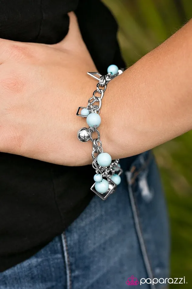 Bracelets Paparazzi Bracelet Hall Of FRAME Blue Paparazzi Jewelry