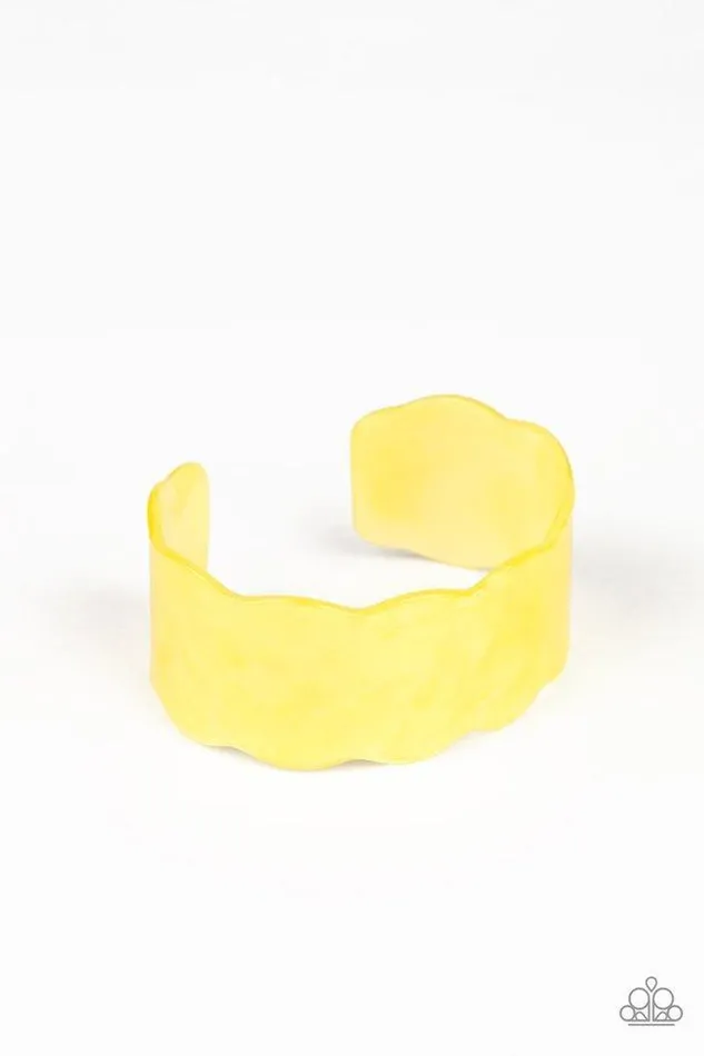 Bracelets Paparazzi Bracelet Retro Ruffle Yellow Paparazzi Jewelry