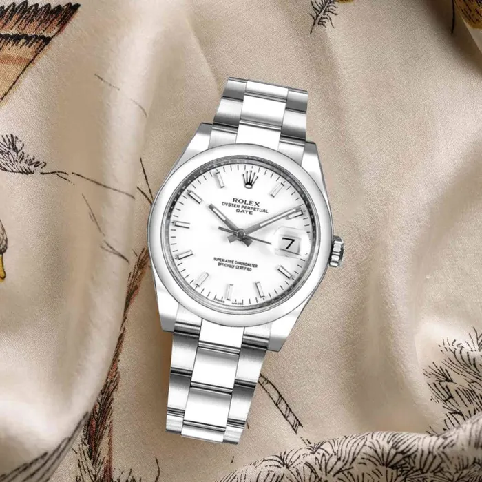 Bracelets Rolex Date 34mm Ref 1152000008 White Index Dial Stainless Steel Oyster Bracelet Watch Rolex