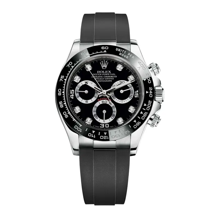 Bracelets Rolex Rolex Cosmograph Daytona 40mm Ref 116519LN bkdof Black Diamond Dial Ceramic Bezel 18K White Gold Case Black Oysterflex Bracelet Mens Watch Bracelets Rolex Rolex Cosmograph Daytona 40mm Ref 116519LN bkdof Black Diamond Dial Ceramic Bezel 18K White Gold Case Black Oysterflex Bracelet Mens Watch