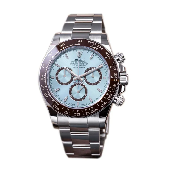 Bracelets Rolex Rolex Cosmograph Daytona 40mm Ref 126506 Ice Blue Index Dial Ceramic Bezel Platinum Oyster Bracelet Mens Watch