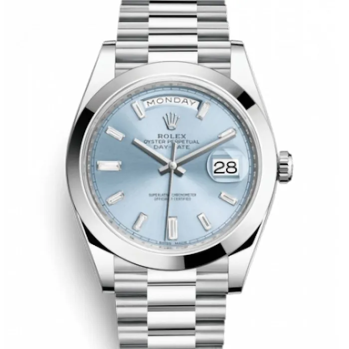 Bracelets Rolex Rolex Day Date 40mm Ref 2282060002 Ice Blue Diamond Dial Platinum President Bracelet Mens Watch