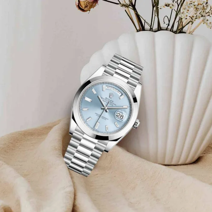 Bracelets Rolex Rolex Day Date 40mm Ref 2282060002 Ice Blue Diamond Dial Platinum President Bracelet Mens Watch