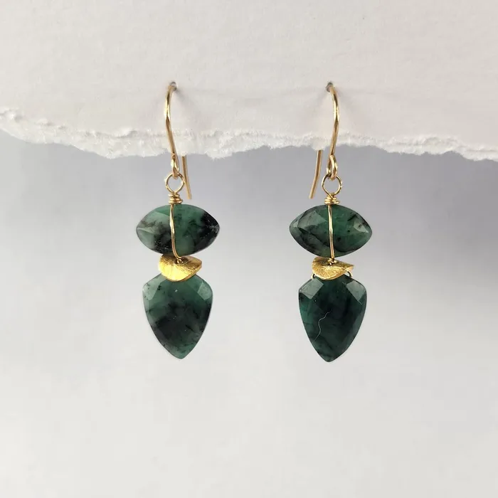 Calliope Earrings Emerald Arrow Earrings