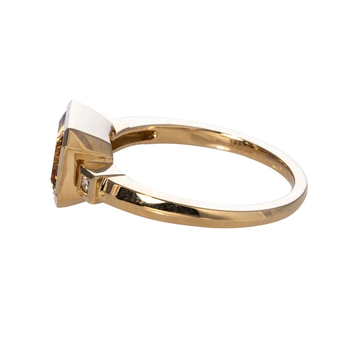Citrine Diamond 14K Yellow Gold Ring Croghans Rings