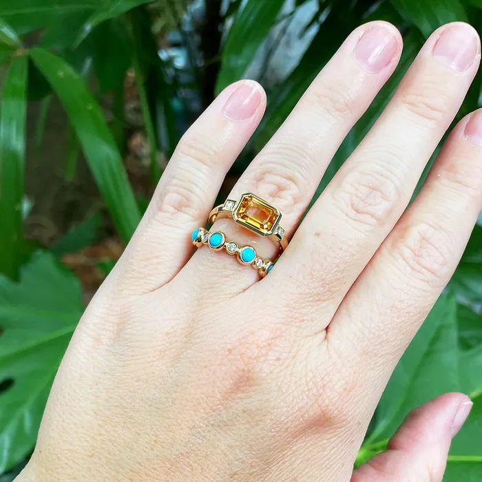 Citrine Diamond 14K Yellow Gold Ring Croghans Rings