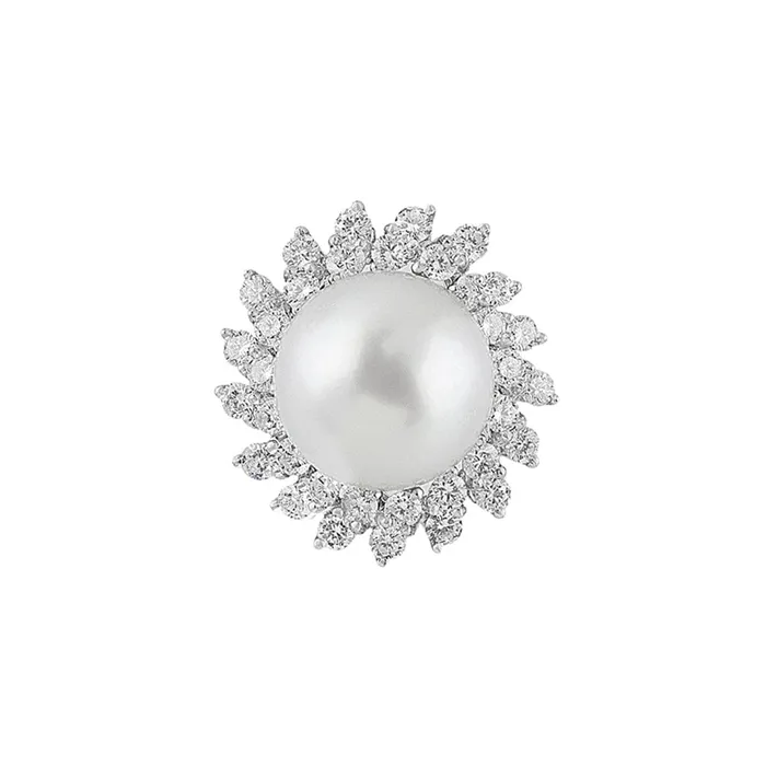 CJ Charles Jewelers Estate 18k White Gold Pearl Diamond Earrings Earrings CJ Charles Jewelers Estate 18k White Gold Pearl Diamond Earrings Earrings