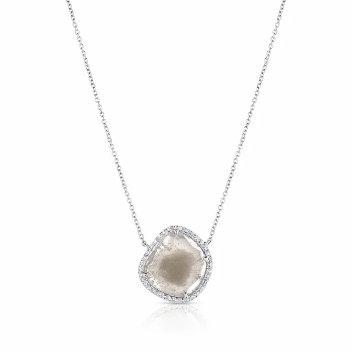 CJ Charles Jewelers Necklaces Rivire Platinum 171ctw Rose Cut Diamond Salt and Pepper Slab Necklace CJ Charles Jewelers Necklaces Rivire Platinum 171ctw Rose Cut Diamond Salt and Pepper Slab Necklace