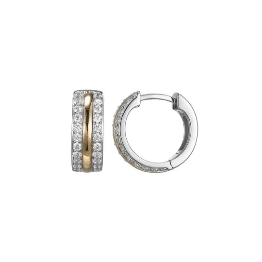 Croghans Earrings CZ Gold Plated Silver Huggie Hoop Earrings