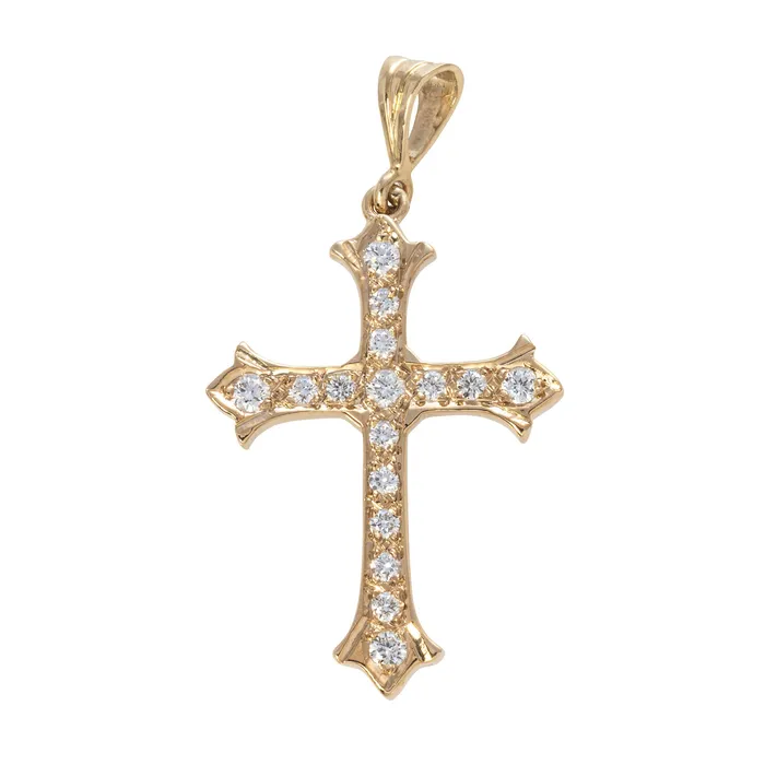 Croghans Necklaces 33ctw Diamond 14K Yellow Gold Cross Pendant