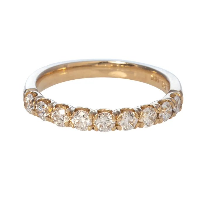 Croghans Rings 65ctw Diamond Pav 9Stone 14K Yellow Gold Halfway Band