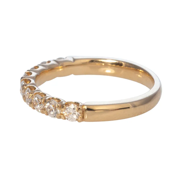 Croghans Rings 65ctw Diamond Pav 9Stone 14K Yellow Gold Halfway Band
