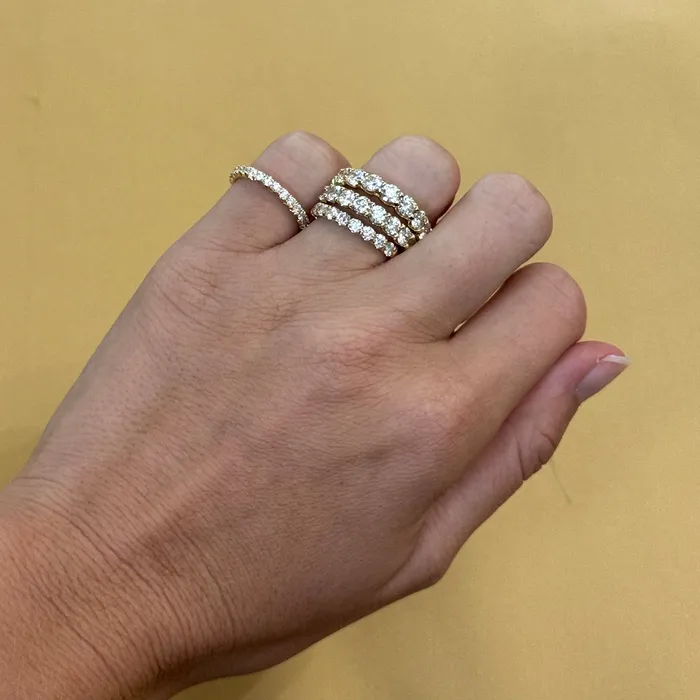 Croghans Rings 65ctw Diamond Pav 9Stone 14K Yellow Gold Halfway Band