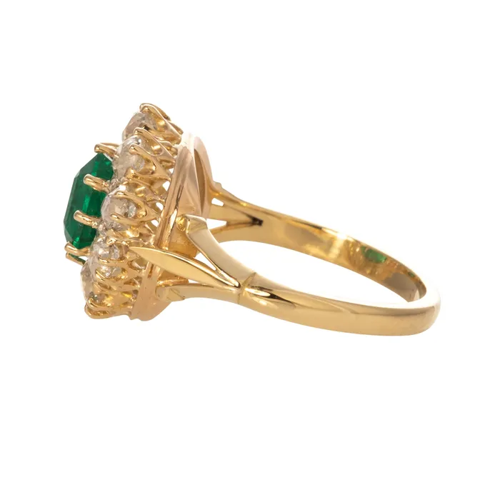 Croghans Rings Victorian Style 17ct Emerald Diamond Cluster Engagement Ring