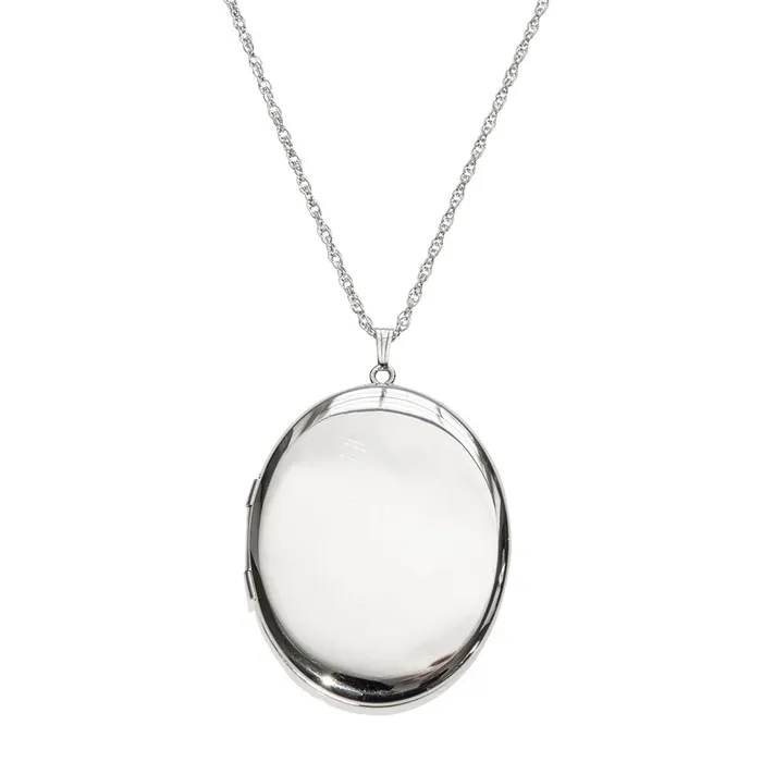 Croghans Sterling Silver 39x47mm Oval Locket Necklace Necklaces
