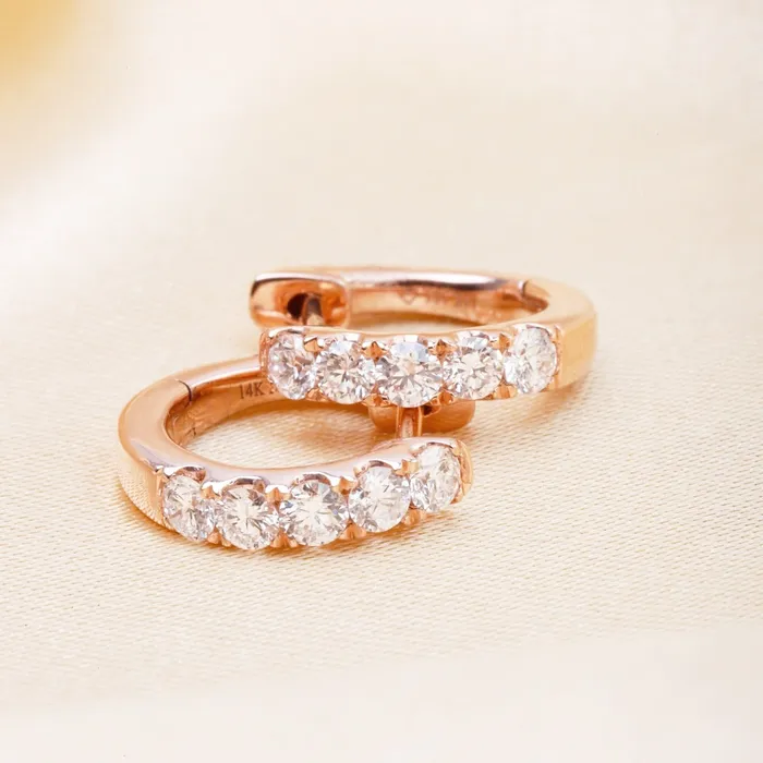 Diamond Single Row 14K White Gold Huggie Earrings Croghans Earrings