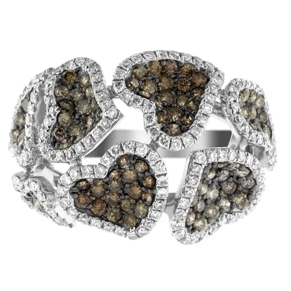 Diamond Source NYC Rings Natural Round Brilliant White Brown Diamond Fashion Ring Set in 18K White Gold 170ct tw