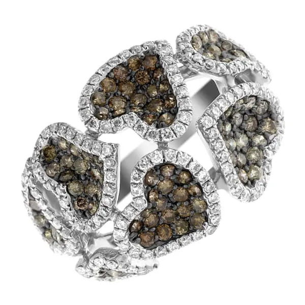 Diamond Source NYC Rings Natural Round Brilliant White Brown Diamond Fashion Ring Set in 18K White Gold 170ct tw