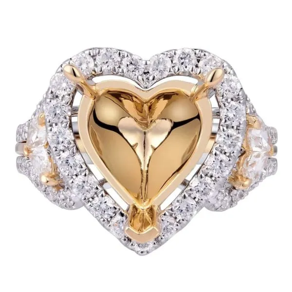 Diamond Source NYC Rings Romantic lovely heart design halo setting 18k white and yellow gold ring with 130ct diamonds Diamond Source NYC Rings Romantic lovely heart design halo setting 18k white and yellow gold ring with 130ct diamonds