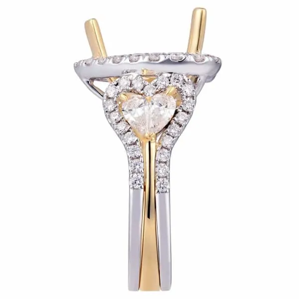 Diamond Source NYC Rings Romantic lovely heart design halo setting 18k white and yellow gold ring with 130ct diamonds Diamond Source NYC Rings Romantic lovely heart design halo setting 18k white and yellow gold ring with 130ct diamonds