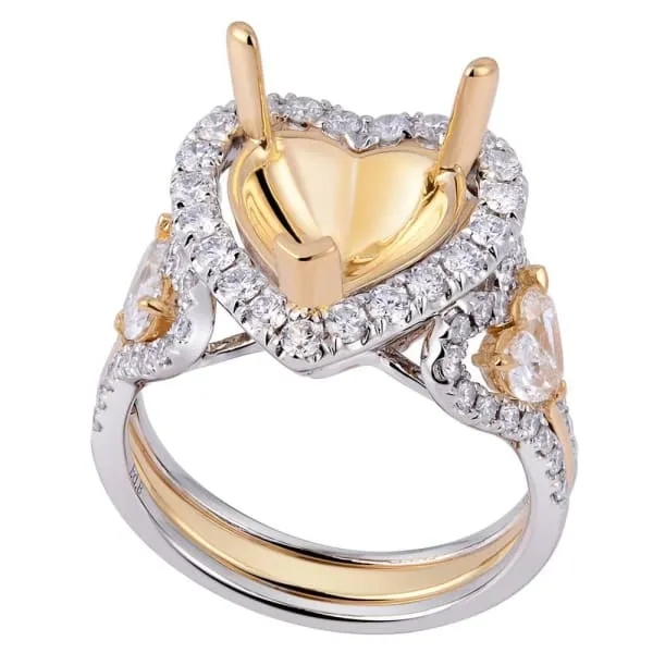 Diamond Source NYC Rings Romantic lovely heart design halo setting 18k white and yellow gold ring with 130ct diamonds Diamond Source NYC Rings Romantic lovely heart design halo setting 18k white and yellow gold ring with 130ct diamonds