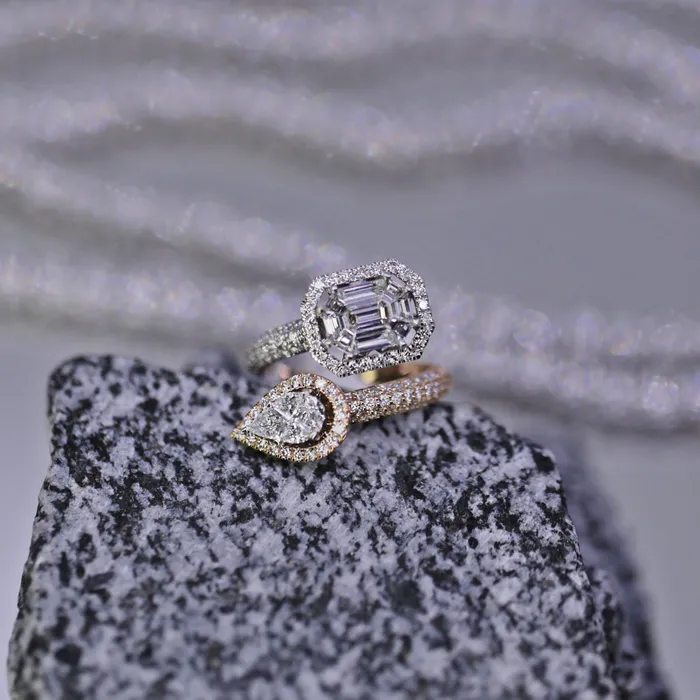 Diamond Source NYC Rings Round Brilliant Baguette Pear Shape Diamond Fashion Ring Set in 18K Two Tone Gold 177ct tw Diamond Source NYC Rings Round Brilliant Baguette Pear Shape Diamond Fashion Ring Set in 18K Two Tone Gold 177ct tw