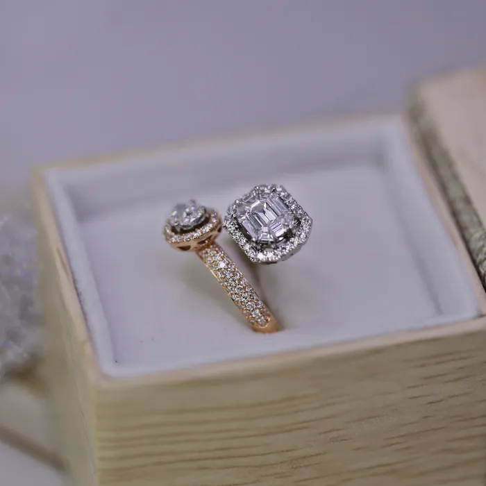 Diamond Source NYC Rings Round Brilliant Baguette Pear Shape Diamond Fashion Ring Set in 18K Two Tone Gold 177ct tw