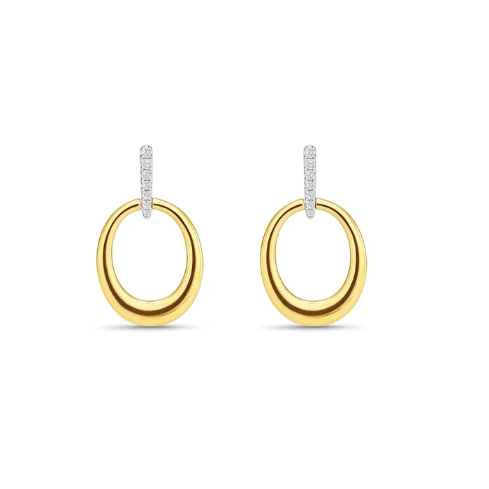 Doves Earrings Doves 18K White and Yellow Gold Diamond Drop Earrings
