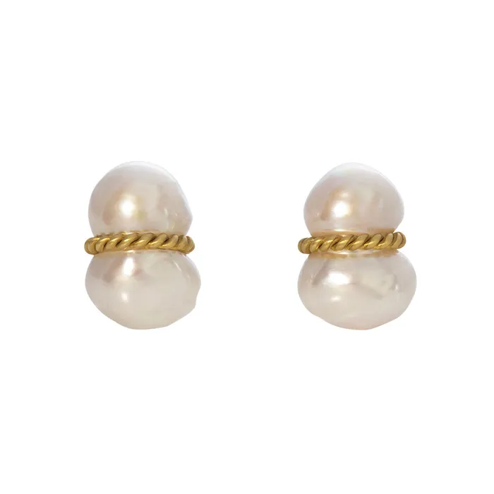 Earrings Mazza Peanut Pearl 14K Yellow Gold Earrings Mazza