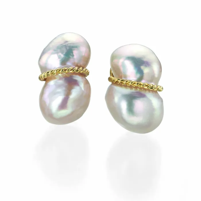 Earrings Mazza Peanut Pearl 14K Yellow Gold Earrings Mazza