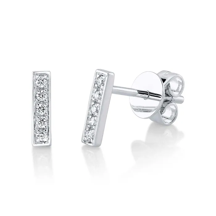 Earrings Meierotto Jewelers 14K White Gold Diamond Bar Stud Earrings