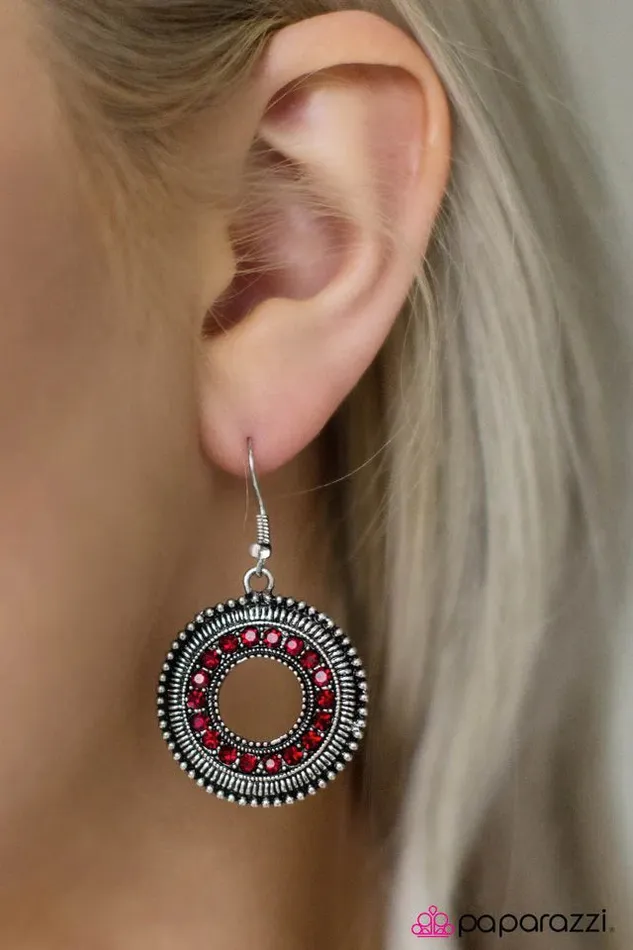 Earrings Paparazzi Earring I WHEEL Survive Red Paparazzi Jewelry