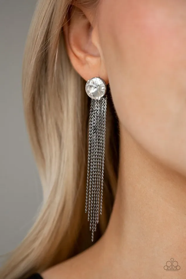 Earrings Paparazzi Earring Level Up Black Paparazzi Jewelry