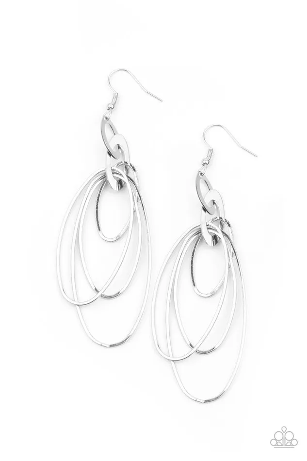 Earrings Paparazzi Earring OVAL The Moon Silver Paparazzi Jewelry Earrings Paparazzi Earring OVAL The Moon Silver Paparazzi Jewelry