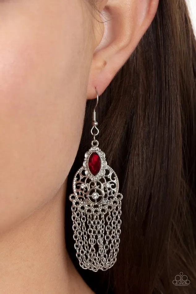 Earrings Paparazzi Earring Pressed for CHIME Red Paparazzi Jewelry