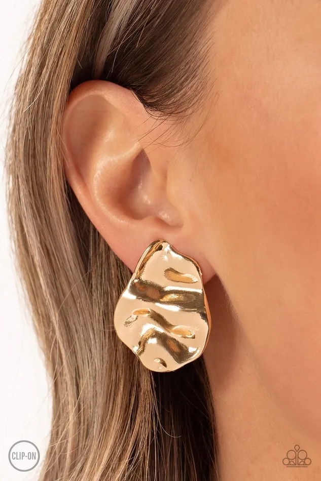 Earrings Paparazzi Earring Raise the RUCHE Gold Paparazzi Jewelry