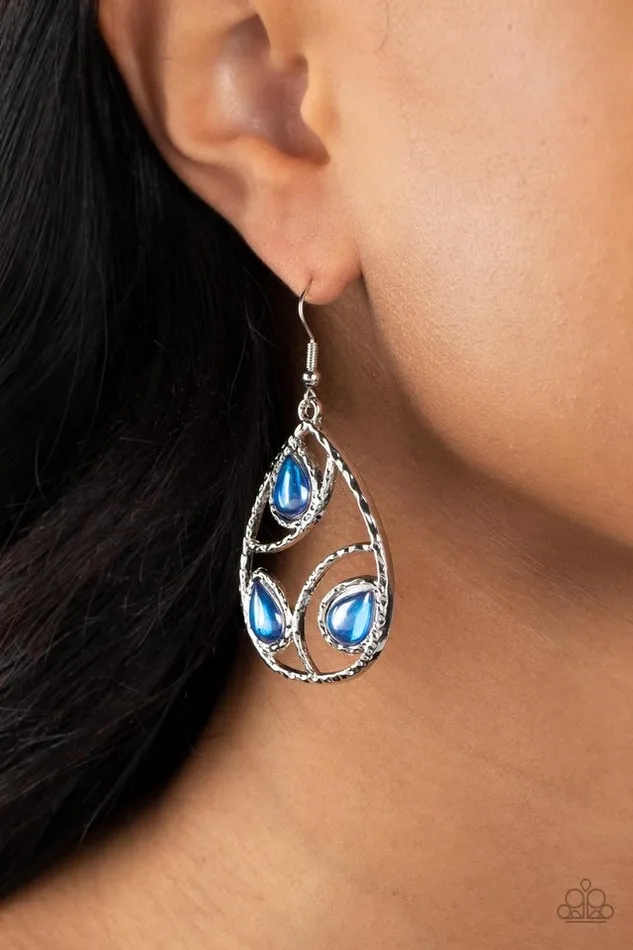 Earrings Paparazzi Earring Send the BRIGHT Message Blue Paparazzi Jewelry