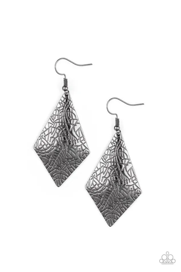 Earrings Paparazzi Earring Texture Retreat Black Paparazzi Jewelry