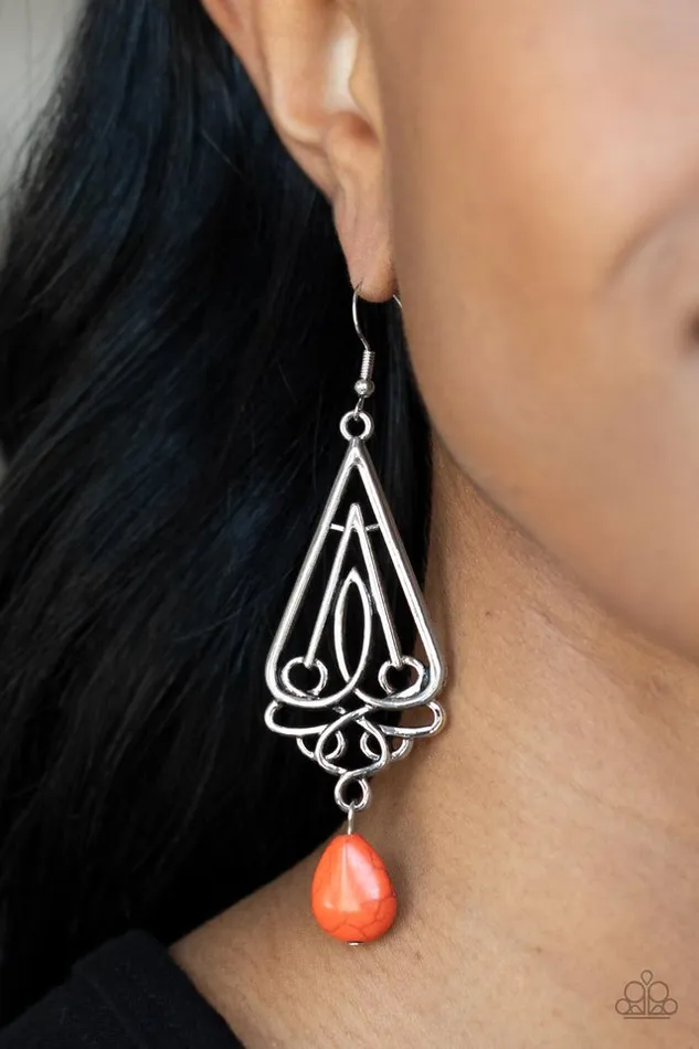 Earrings Paparazzi Earring Transcendent Trendsetter Orange Paparazzi Jewelry