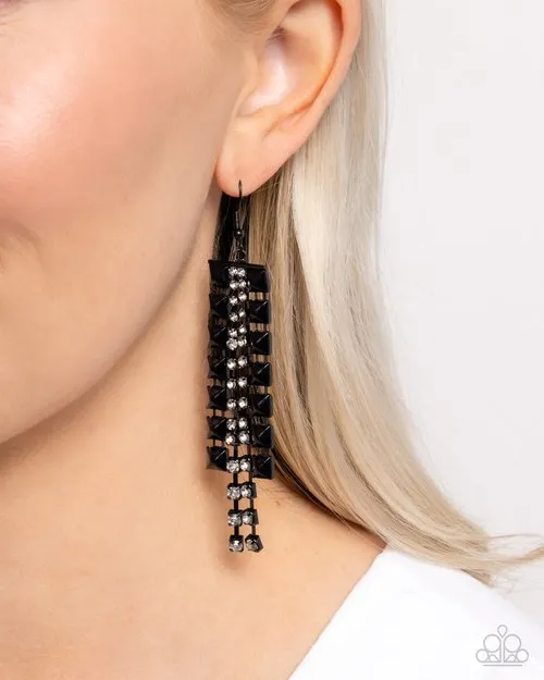Earrings Paparazzi Jewelry Paparazzi Earring Forceful Fringe Black