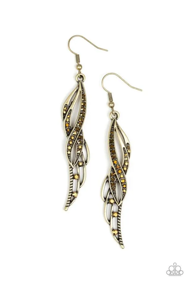Earrings Paparazzi Jewelry Paparazzi Earring Let Down Your Wings Brass