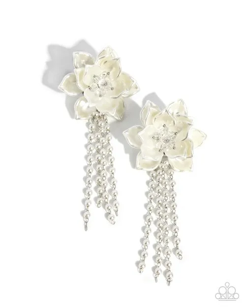 Earrings Paparazzi Jewelry Paparazzi Earring Lotus Length White Earrings Paparazzi Jewelry Paparazzi Earring Lotus Length White