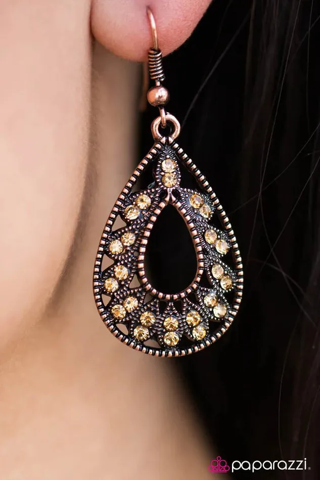 Earrings Paparazzi Jewelry Paparazzi Earring One Chic Chick Copper
