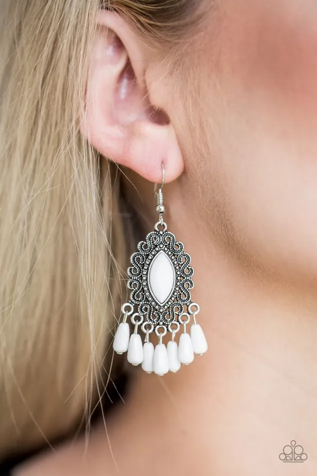 Earrings Paparazzi Jewelry Paparazzi Earring Private Villa White